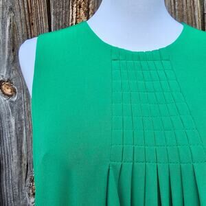 Green Pleated Dress Calvin Klein Size S Stretch A-line Sleeveless Solid Color
